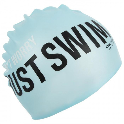 Шапочка для плавания силиконовая Onlitop JustSwim голубая 5153961 фото 3
