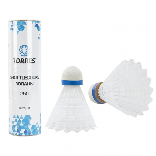 Волан нейлон 1 шт белый Torres 250 (6 шт/уп) BD-20109 12348