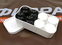 Шашки пластик черный/белый в белой коробке 995513