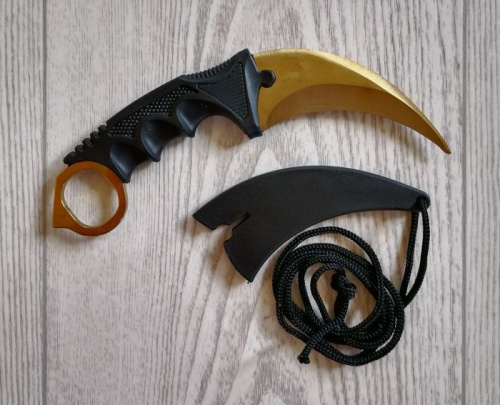 Макет ножа Керамбит металл затупленный Золото 312174 Макет ножа Керамбит металл затупленный Золото 312174