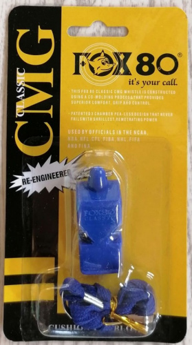 Свисток пластик Fox 80 синий 03514