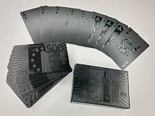 Карты 54 шт пластик 500 евро черные 02664