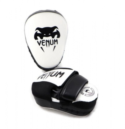 Лапа боксерская парная изогнутая Venum бело-черная DX 02051