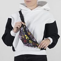 Сумка на пояс черный фон, красн цветы 7983 П-600, 4451709