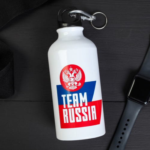 Бутылка для воды 500 мл "Team Russia" металл с держателем для велосипеда 4927677