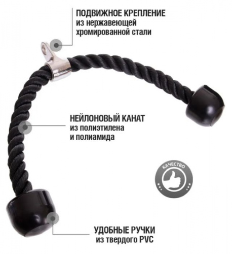 Ручка для тяги 1 шт (канат для кроссовера) 55 см, d-2.5 см 996490
