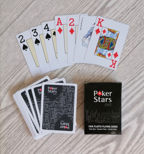 Карты 54 шт пластик Poker Stars черный 07544