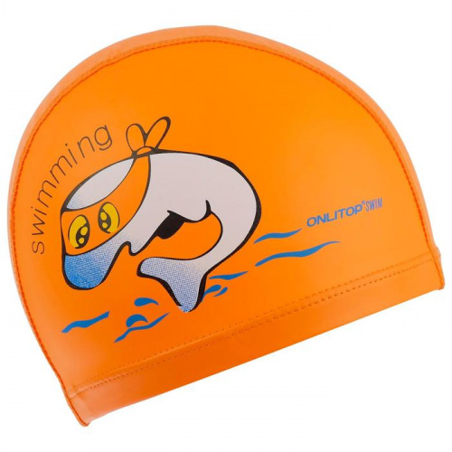 Шапочка для плавания детская PU Coated оранжевая Рыбка 3791413 фото 2