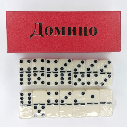 Домино кость 2,5х5 см в красной коробке 02938