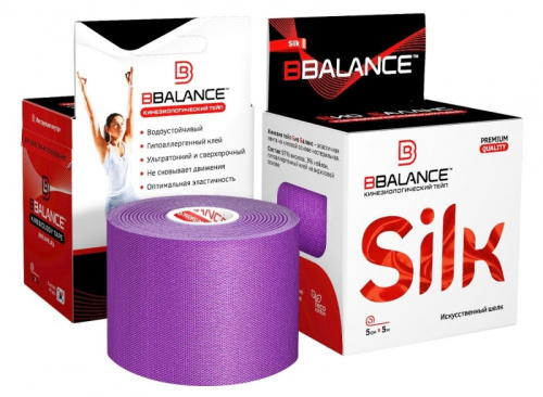 Тейп BBalance фиолетовый 5 м х 5 см шелк, для тела Silk 998710