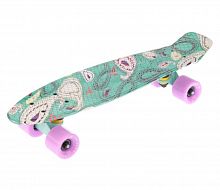 Скейтборд 22х6" Пениборд Fish узор фиолет/бирюзовый TLS408 32282