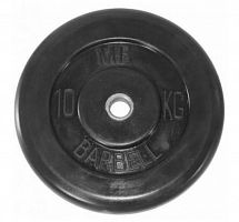 Диск 10 кг, 26 мм, черный, обрезин с метал втулкой MB Barbell 997850