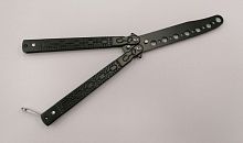 Макет ножа Бабочка металл на винтах (затупленный) Черный цепь 998548