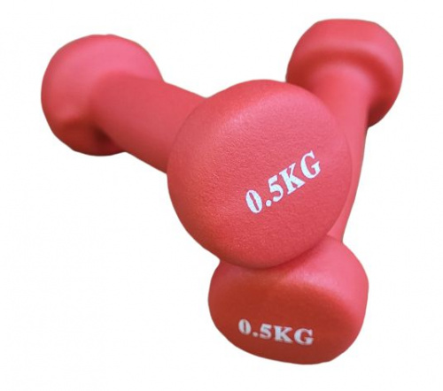 Гантель обливная 0,5 кг красный неопрен 03406