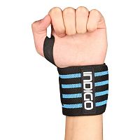 Напульсник-бинт с петлей на палец Левый черно-голубой IN203 01953