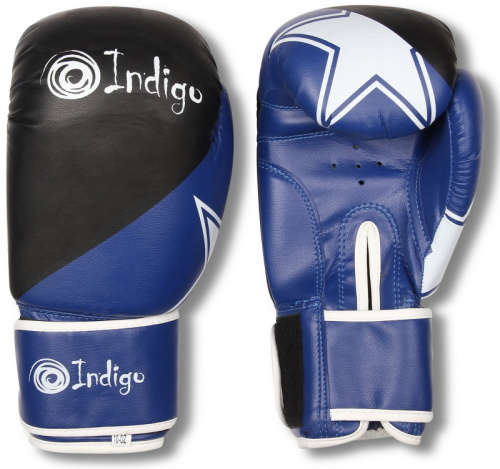 Перчатки боксерские 10 унц синий Indigo PS-505 фото 3