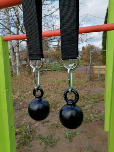 Лямки-шары для подтягиваний d-90 мм (2 шт) металл черный 996964