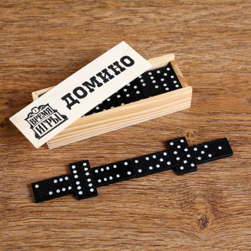 Домино пластик 2х4 см в деревянной коробочке "Время игры" 565681 фото 2
