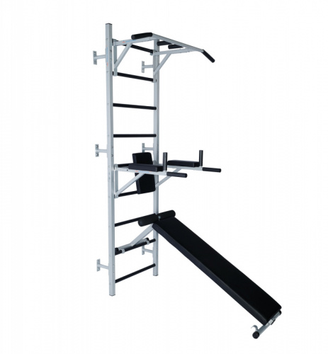 Шведская стенка ДТ (выс-2,3м, шир-0,65м) серая + Турник 3 в 1 + Навес+брусья + Скамья 997674