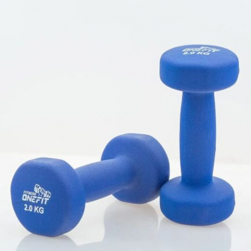 Гантель обливная 2 кг синий неопрен OneFit 995819