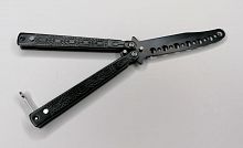Макет ножа Бабочка металл на винтах (затупленный) 17 см Черный цепь 312256