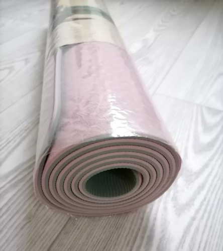 Коврик для йоги 0,6х61х183 см розово-серый TPE Yoga mat 00756-16 фото 2 Коврик для йоги 0,6х61х183 см розово-серый TPE Yoga mat 00756-16 фото 2
