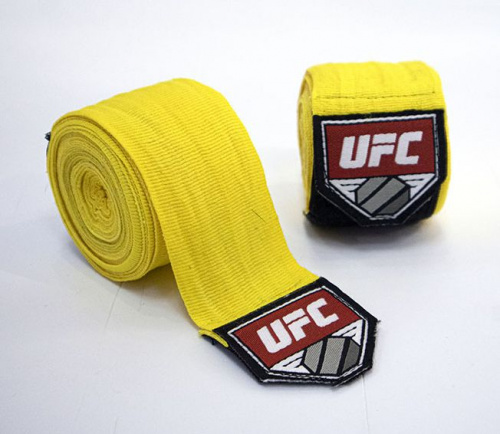 Бинты боксерские 5 м х/б + эластан желтый UFC 04651