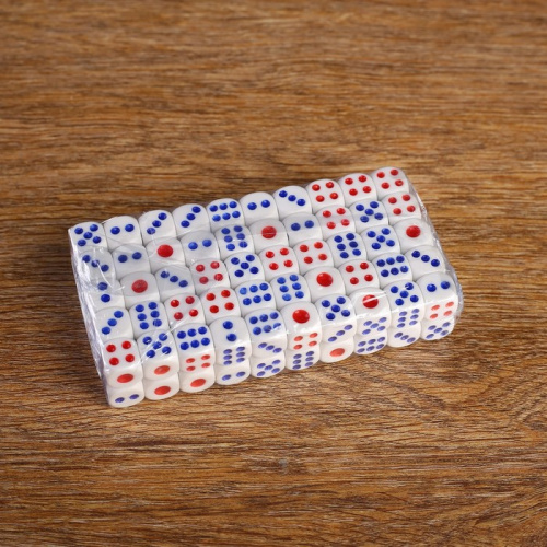 Зары (кубики игральные) 1,2х1,2 см белые с синими и красными точками 1503023 фото 2