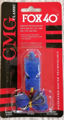 Свисток пластик Fox 40 Classic синий 03504