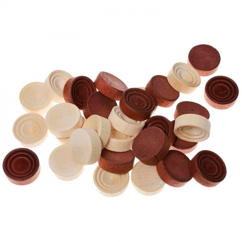 Шашки-фишки дерево 30 шт d-28 мм ФК-1 995917 фото 2