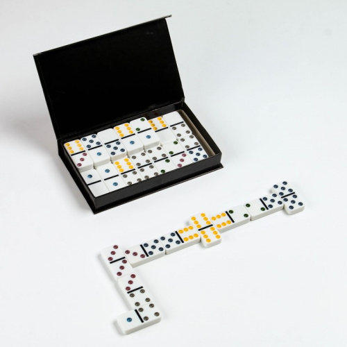 Домино кость 2,5х5 см (цветные точки) в карт. кор. 10х16 см 641201 фото 6