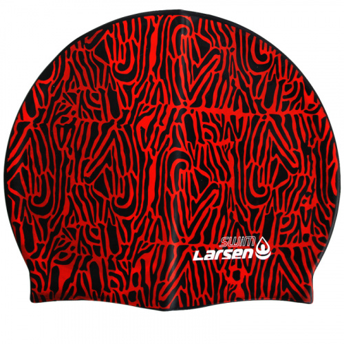 Шапочка для плавания силиконовая Larsen SC Black/red черный-красный 352525
