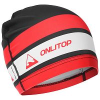 Шапочка для плавания Lyc Onlitop "Полоски" черно-красно-белая 5089113