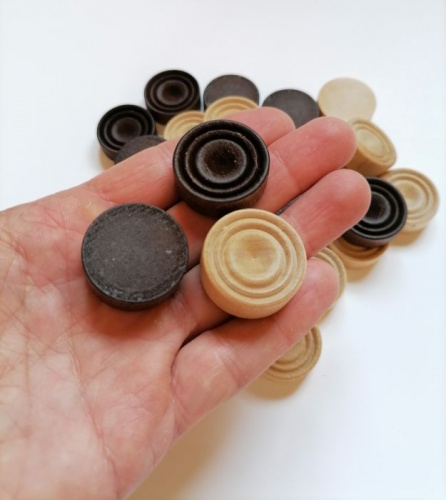 Шашки-фишки дерево 30 шт d-28 мм ФК-1 995917 фото 3