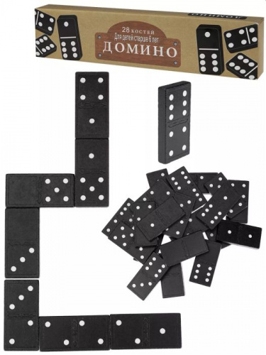 Домино пластик 2х4 см в пластиковой коробке 5х21 см 996093